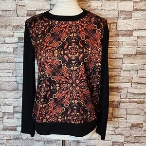 Rafaella Rio Red Long Sleeve Vibrant Paislety Patterb Brand New